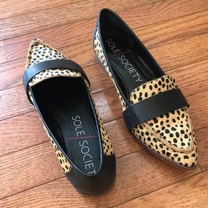 Leopard calf-hair loafers